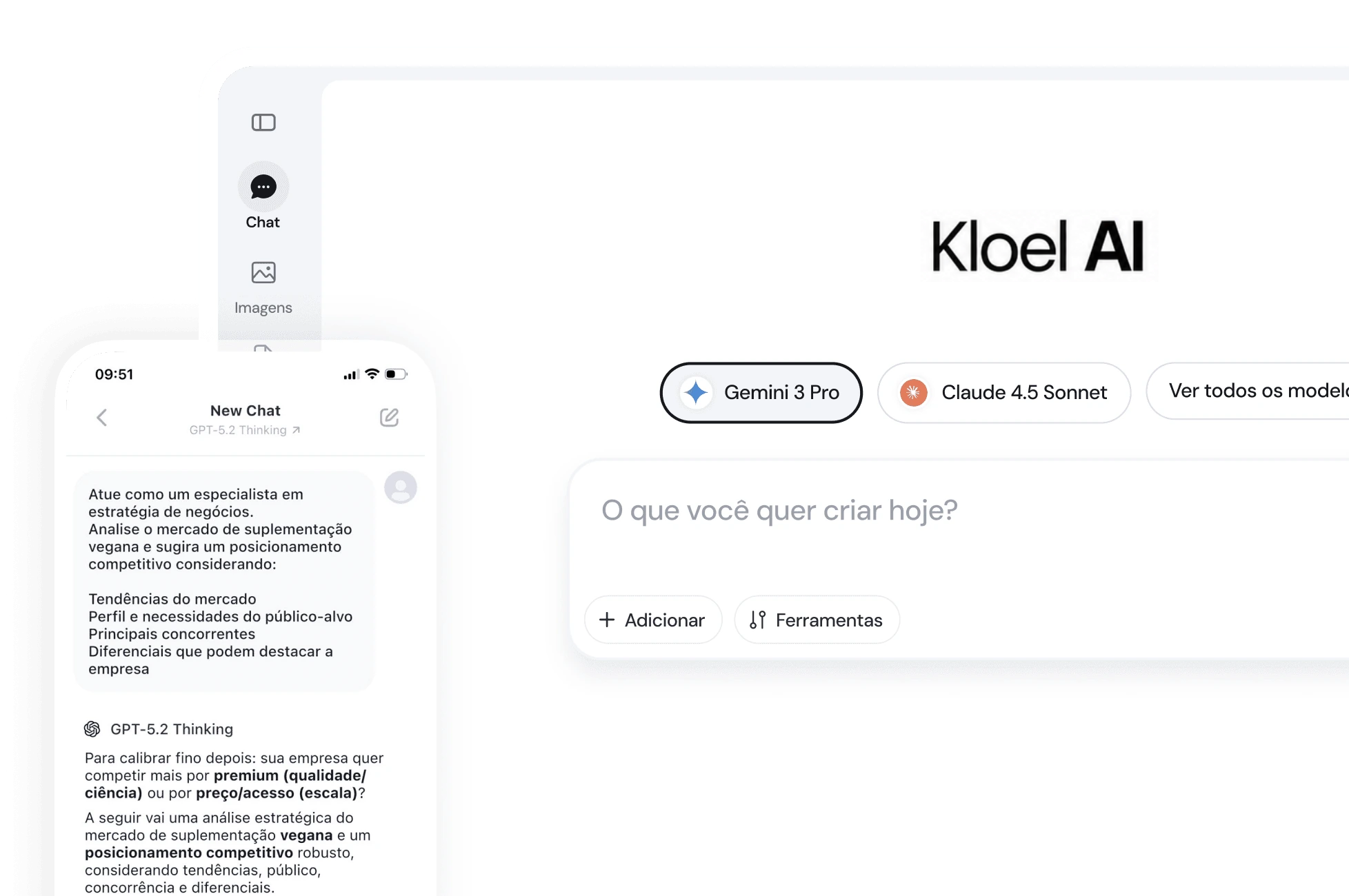 Interface da Kloel no desktop e no celular
